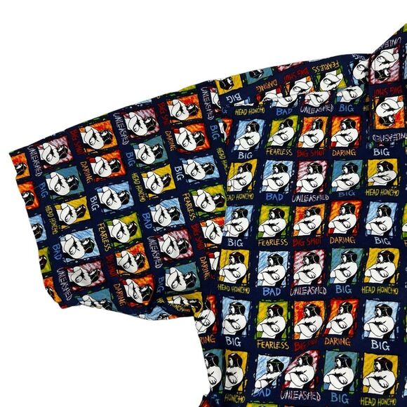 Big Dogs Fearless Big Shot Dogs Multicolor Short Sleeve Button Shirt Men Medium - Picture 4 of 7